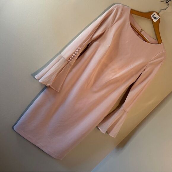 Calvin Klein Pink Sheath Dress Bateau Neckline Bell Sleeves Women's 8 - Picture 1 of 9